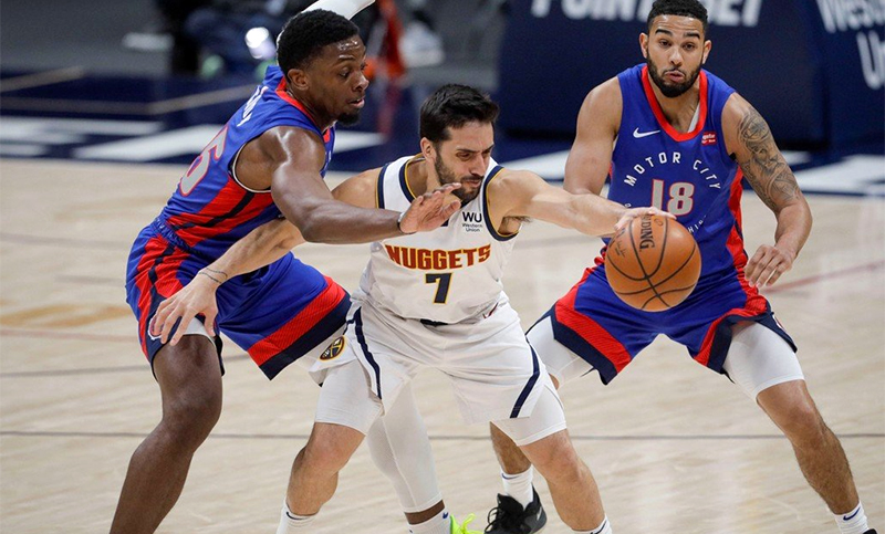 Con buen aporte de Campazzo, Denver Nuggets aplastó a Detroit Pistons