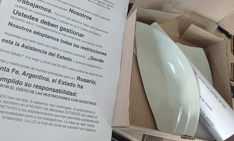 Gastronómicos les enviaron cajas con platos rotos a los concejales