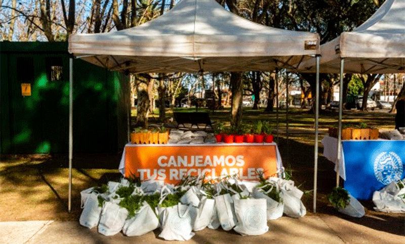 Celebran los diez años de canjes recicables en Plaza San Martín