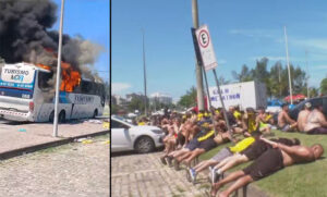 Más de 200 detenidos y un colectivo incendiado: graves incidentes entre hinchas en la previa de Botafogo-Peñarol